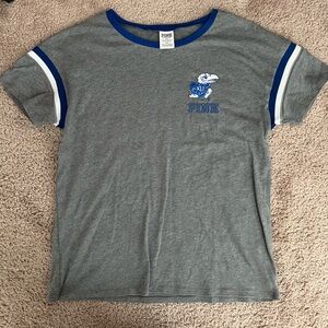 PINK Size Medium Kansas Jayhawks Gray Tee